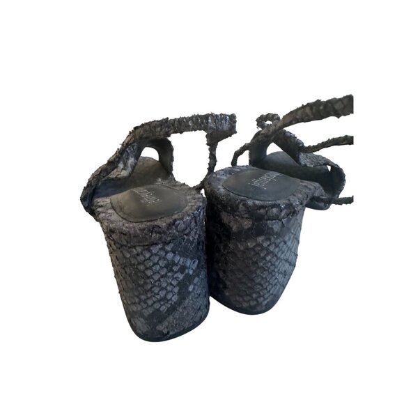 JEFFREY CAMPBELL Gray Black Snake Print Leather Sandals Heels Size 6.5 - Picture 7 of 7